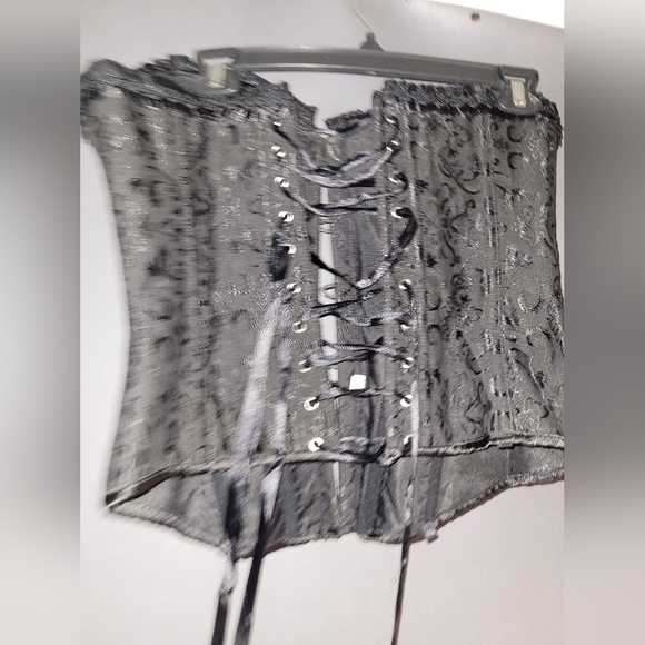 Vintage women goth black sleeveless corset intimates L ties in back - Picture 2 of 4